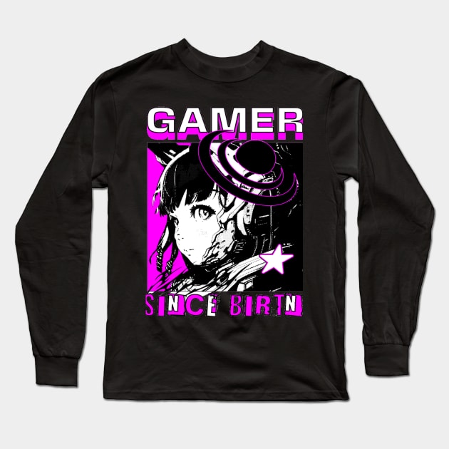 Gamer Since Birth, Funny Gift Gaming Quotes Long Sleeve T-Shirt by Customo